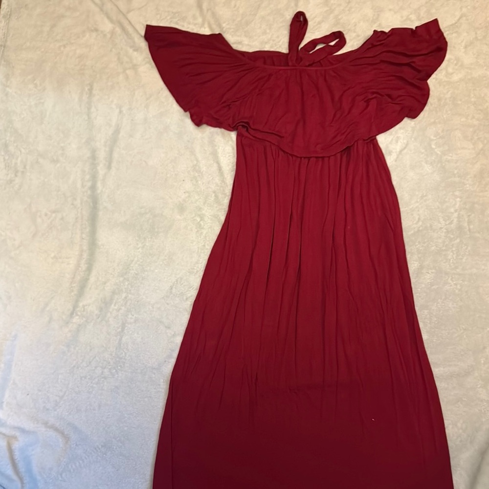 Elegant Off-Shoulder Red Dress